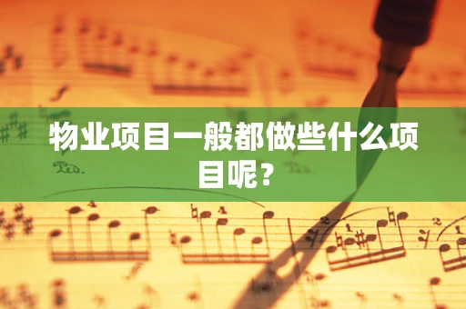 物业项目一般都做些什么项目呢？