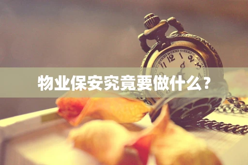 物业保安究竟要做什么？