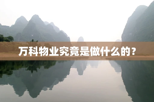 万科物业究竟是做什么的？