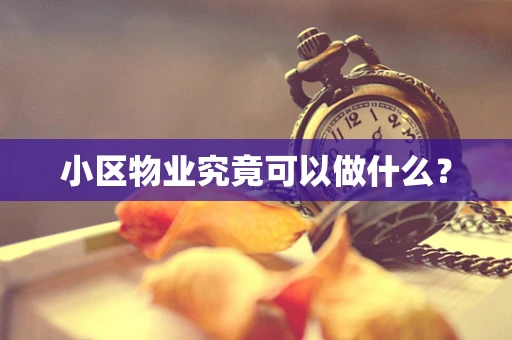 小区物业究竟可以做什么？