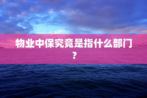 物业中保究竟是指什么部门？